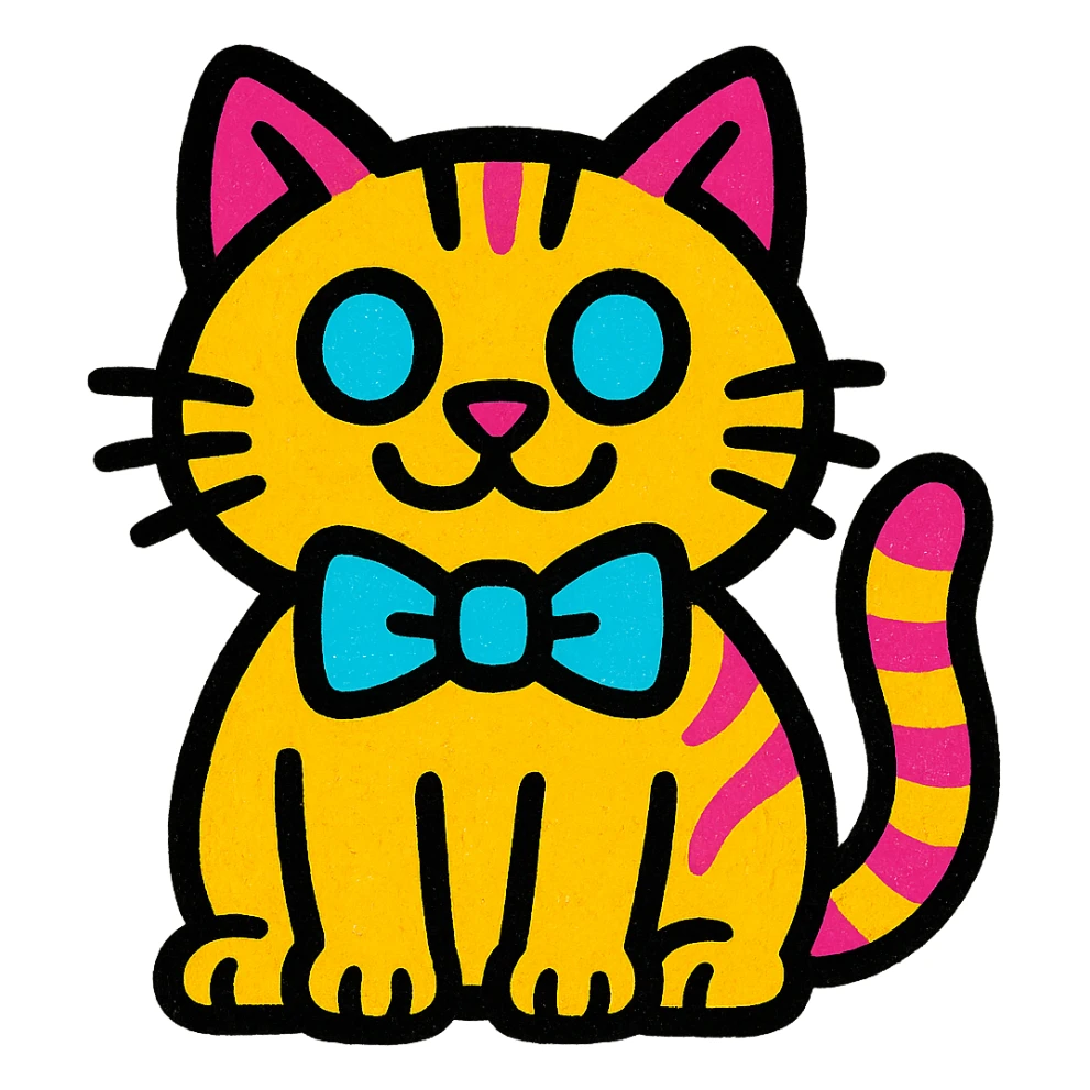 stylized and bold cat sticker