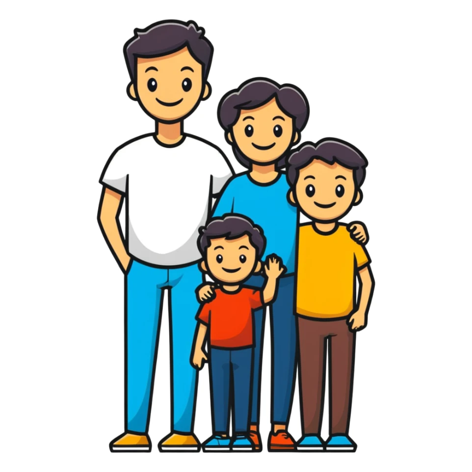 happy white family of three - dad mom and son sticker