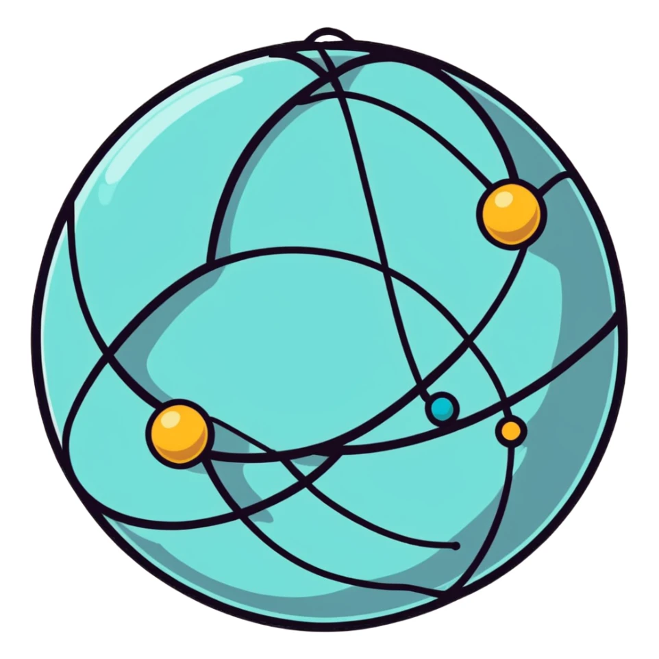 Atom with nucleus in center and orbiting electrons in shell layers showing valence electrons sticker