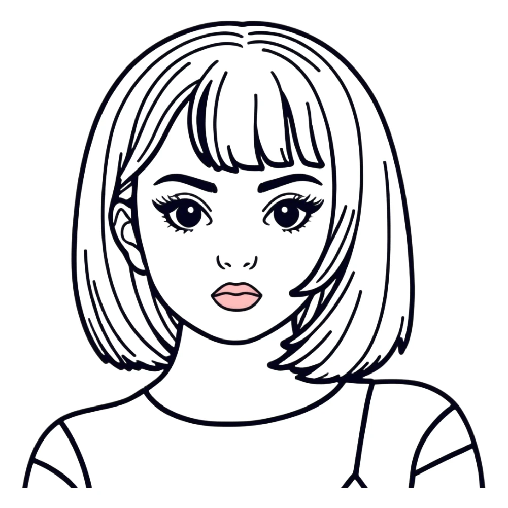 Charli XCX as a sticker, minimalist black and white, line art style sticker