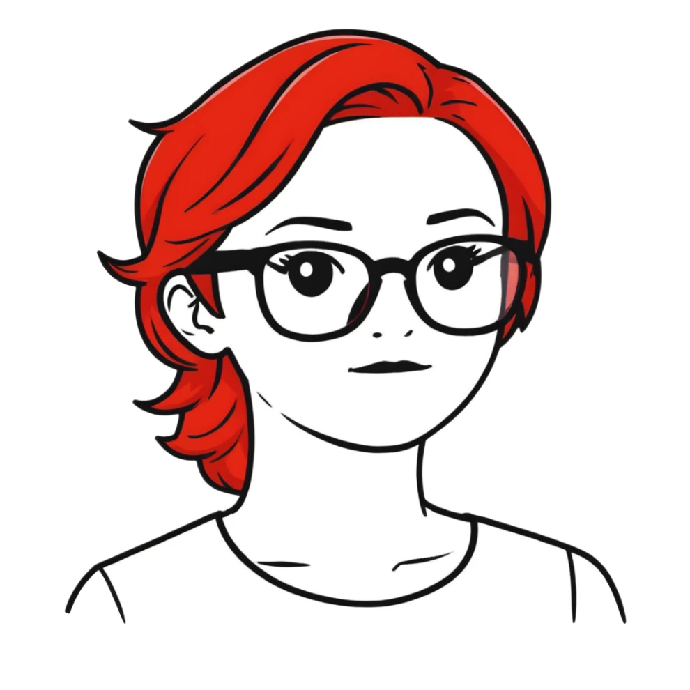 woman with glasses and fiery red hair sticker