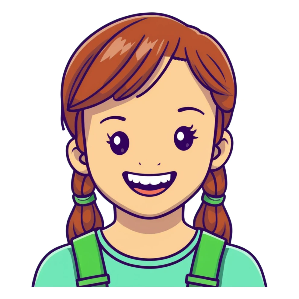 girl with green braces on her teeth smiling sticker