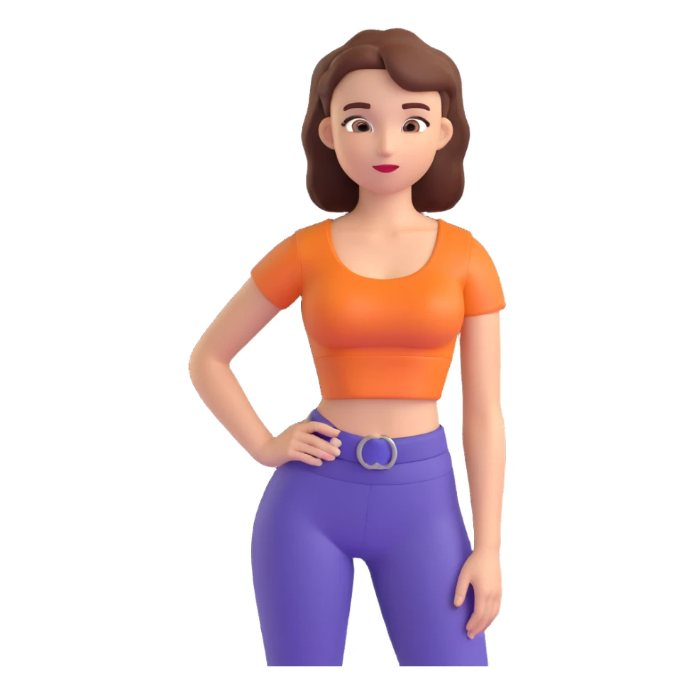 girl with a crop top, hands on hips, confident expression sticker