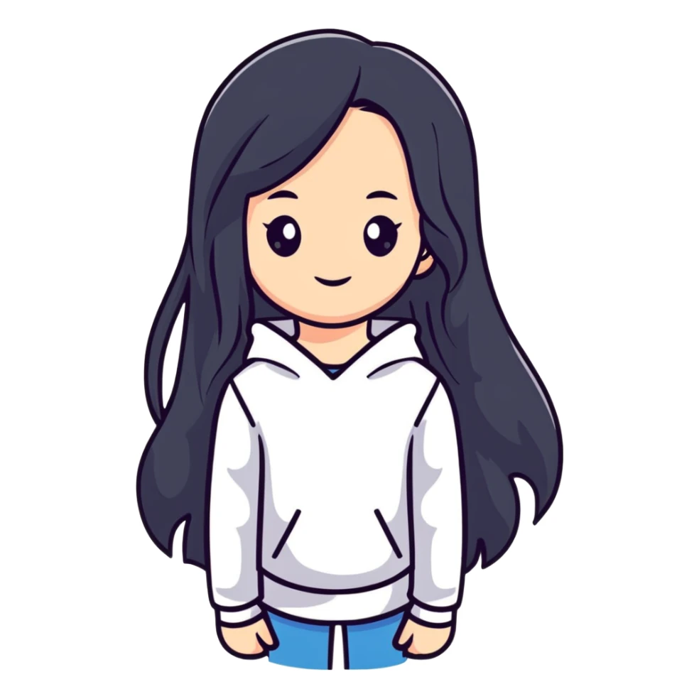 cute girl with long hair sticker