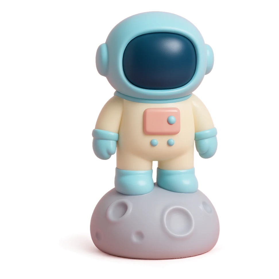 astronaut standing on the moon with visible lunar surface details sticker