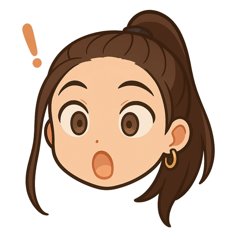 Create a chibi sticker of this person with a surprised expression, only the head, transparent background. sticker