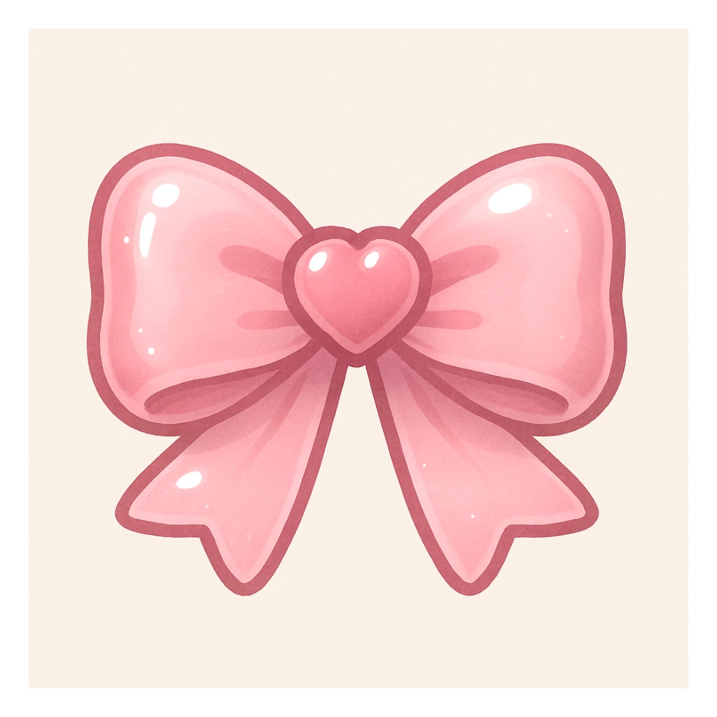 bow emoji, cute and shiny, with a heart accent sticker