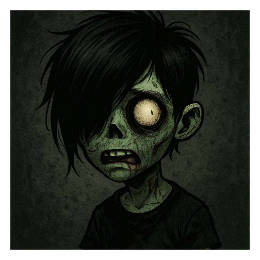 boy zombie with emo hair, style 7 sticker