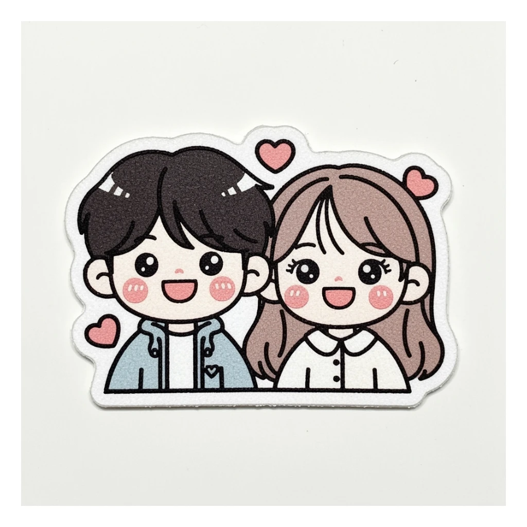 kpop friendship patch, cute, expressive, minimal sticker