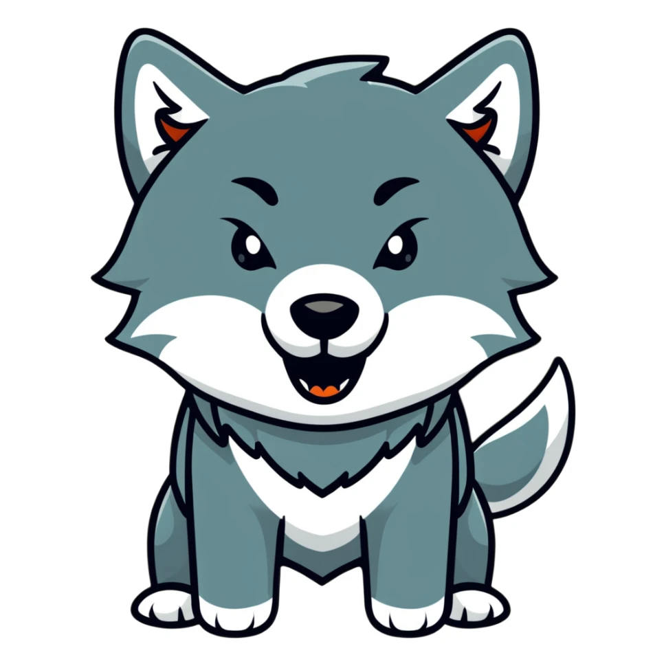 Wolf howling with awooo coming from its mouth sticker