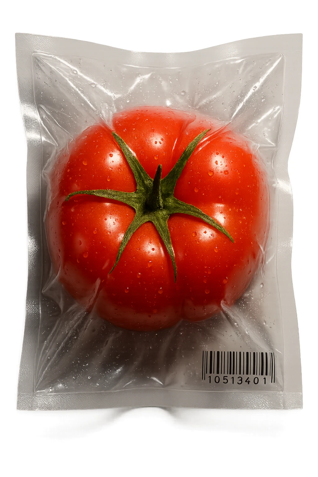vacuum-sealed tomato, shiny and compressed sticker