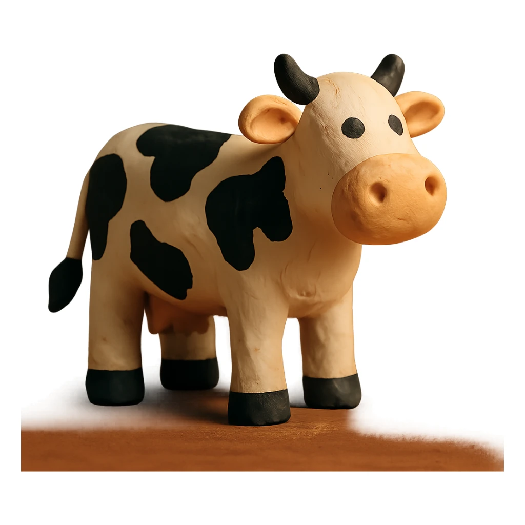 claymation style cow with black and white spots sticker