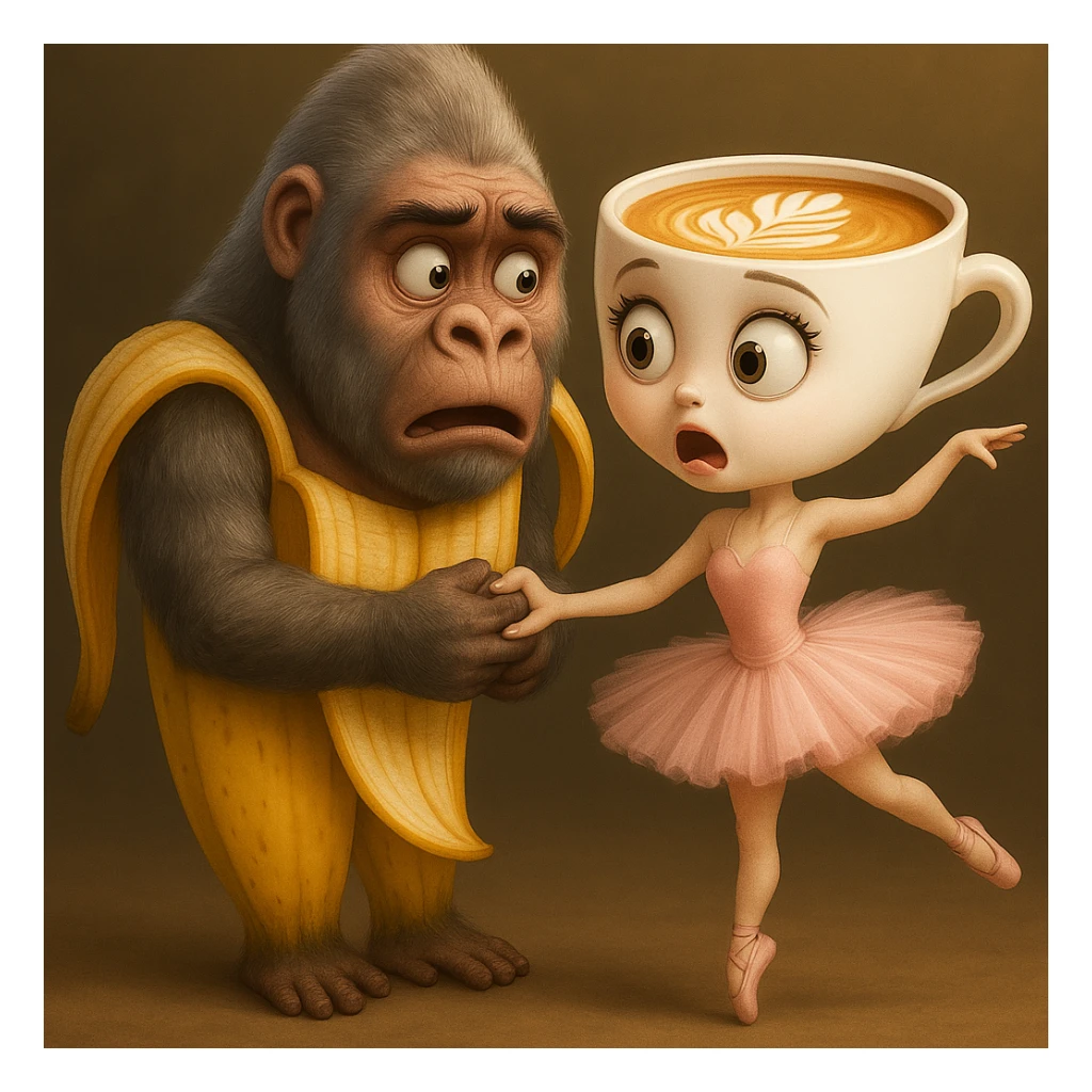 Edit the image to give both characters different surprised expressions, keeping their original style, outfits, and colors exactly as in the reference image. sticker