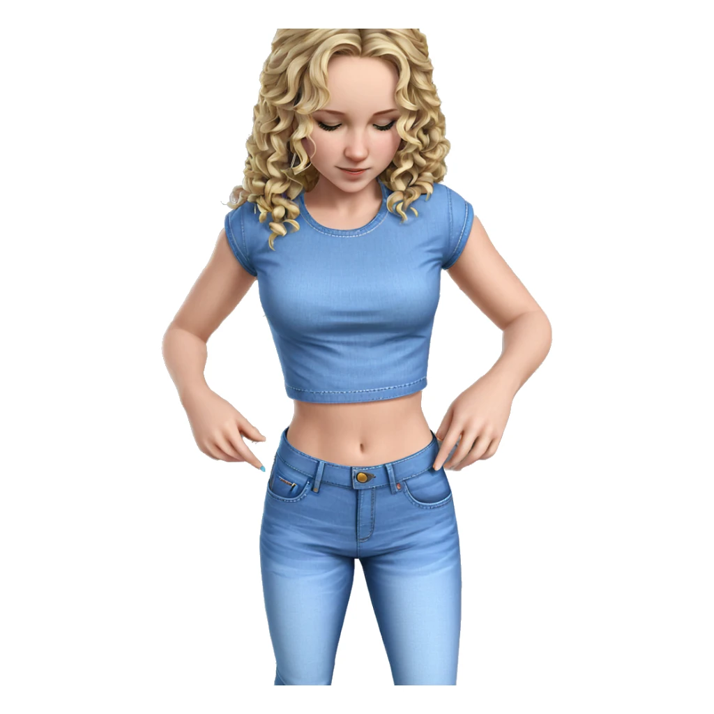 blonde girl in denim outfit sticker