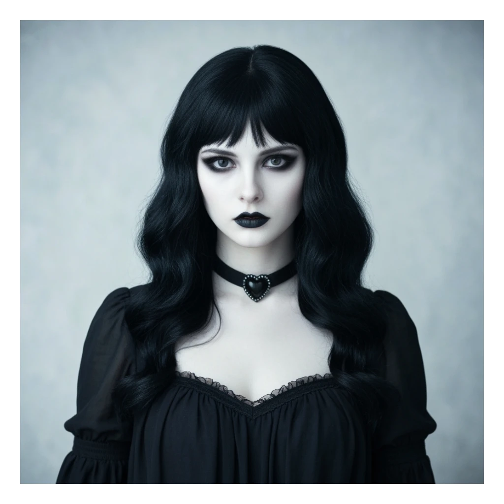goth profile picture with a heart accent, cute, expressive, minimal sticker