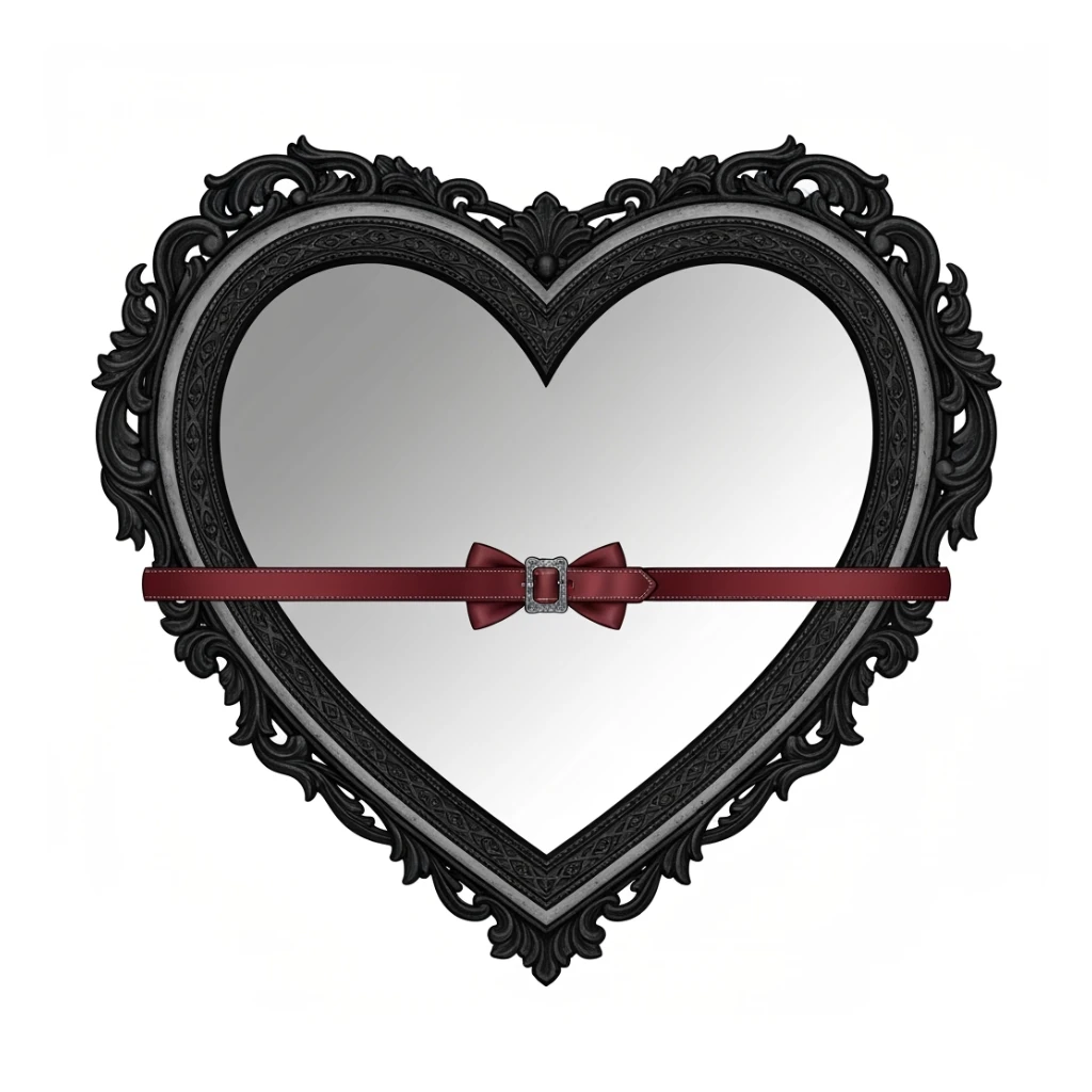 goth heart mirror, cute, expressive, minimal sticker