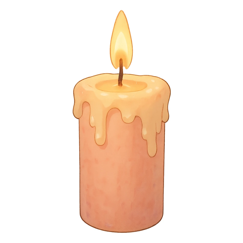 pink pastel candle with soft aesthetic and gentle lighting in ghibli style sticker