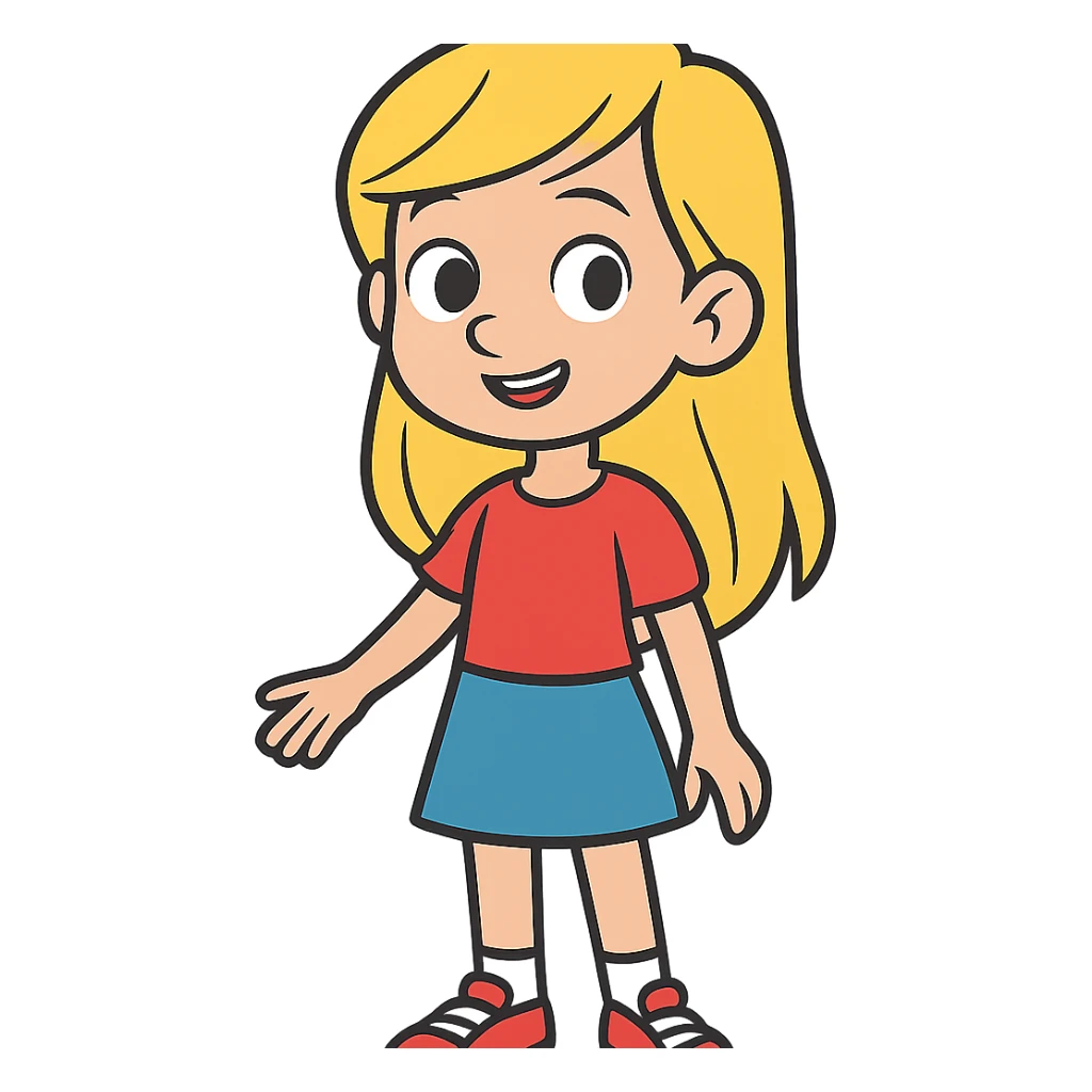 flat toon style blonde girl, clean lines, vibrant colors sticker