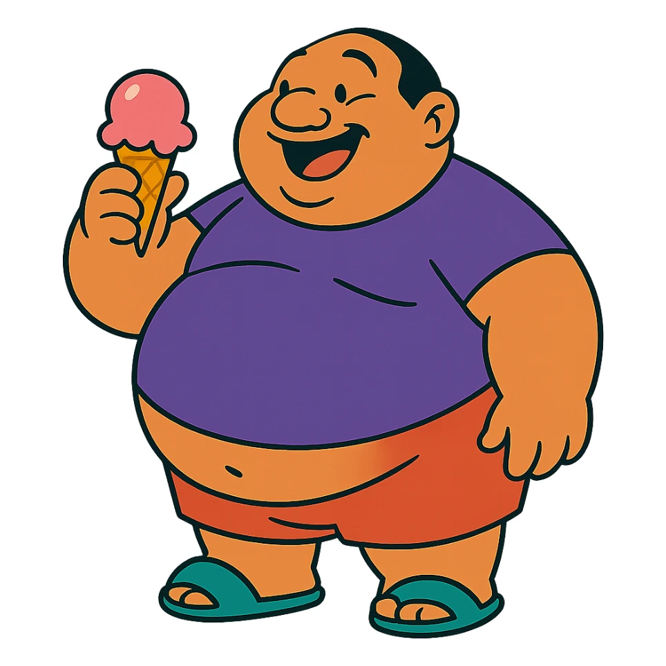 fat man with ice cream, inspired by Lilo and Stitch sticker