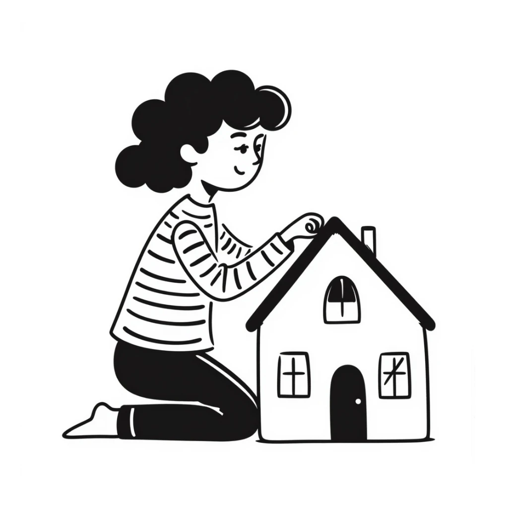 solar plant icon, hand drawn black doodle style, notion style sticker