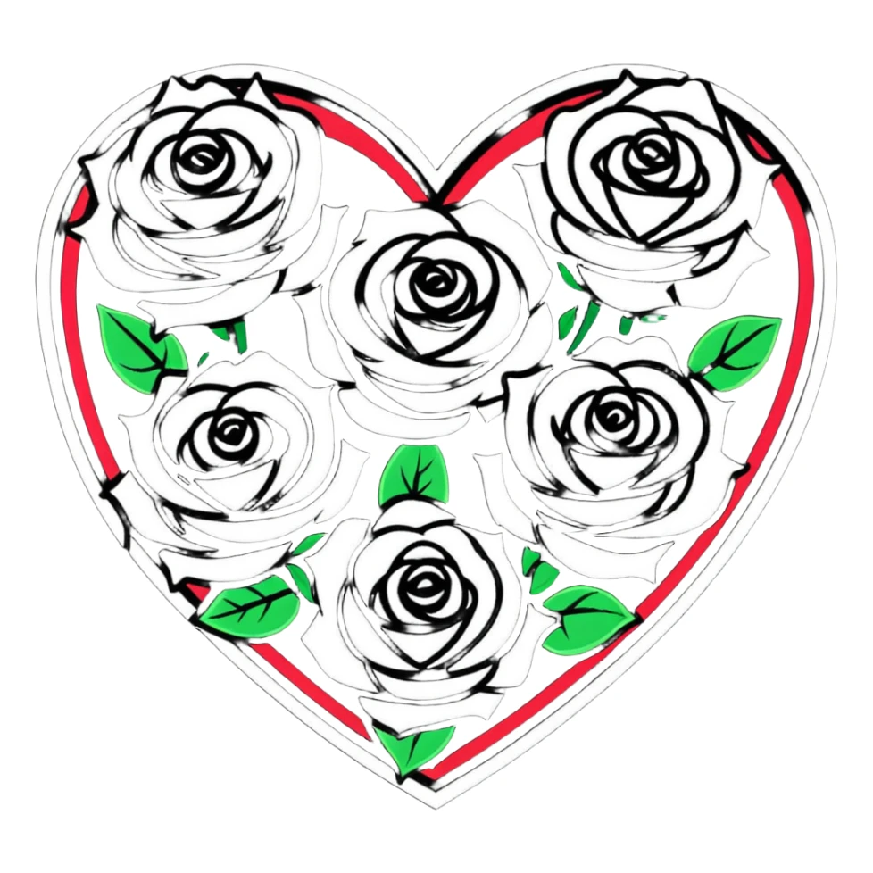 romantic heart-shaped arrangement of roses sticker