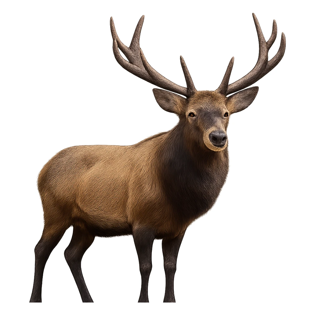 Make the elk more realistic with no background, photorealistic style. sticker