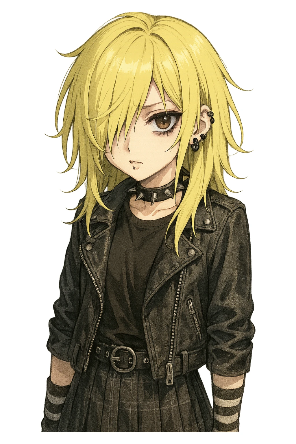 emo girl profile, pastel yellow hair sticker