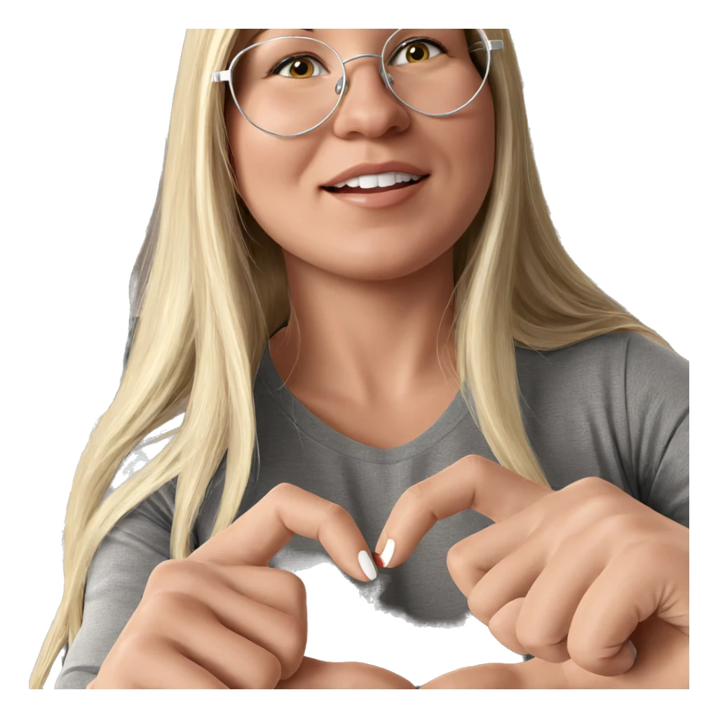 blonde girl with heart hands sticker