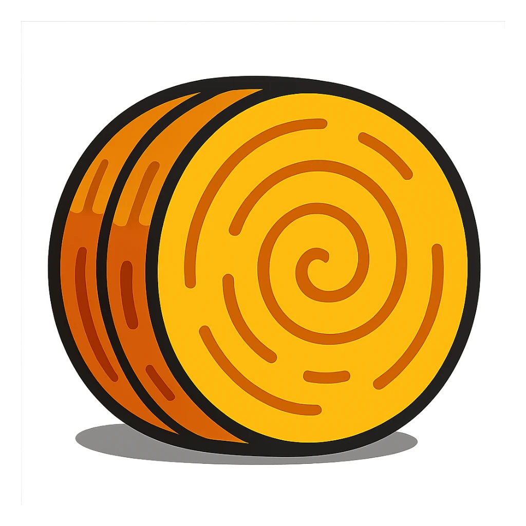 bale of hay, round, cartoonish sticker