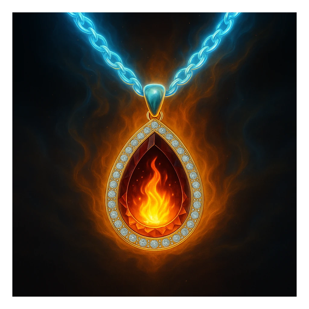 Replace the dark void with a small, powerful flame inside the pendant sticker