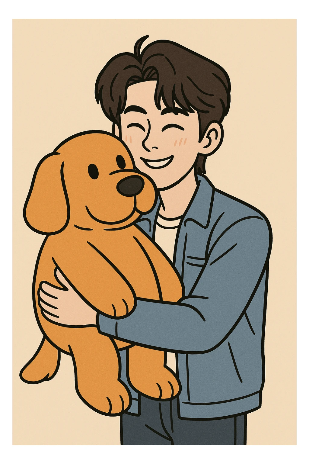  Zhang Zhenyuan holding orange giant dog plush  sticker