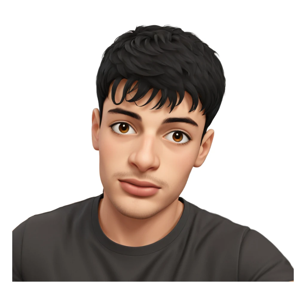 realistic portrait of black-haired boy sticker
