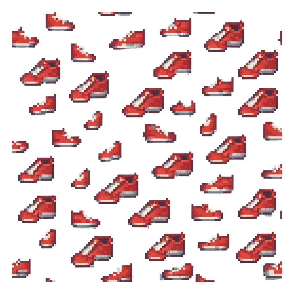 Change the sneakers to red color, keep pixel art style and transparent background. sticker