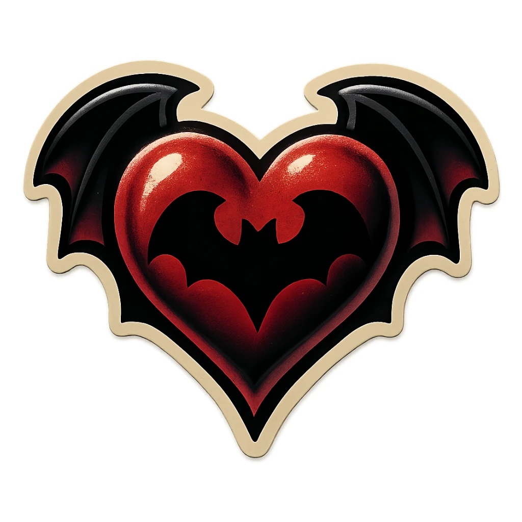 gothic heart with a bat motif sticker