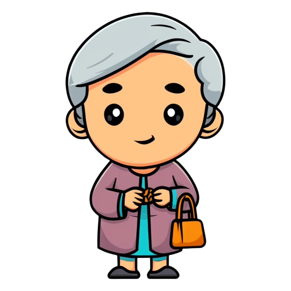 old woman cartoon sticker style sticker