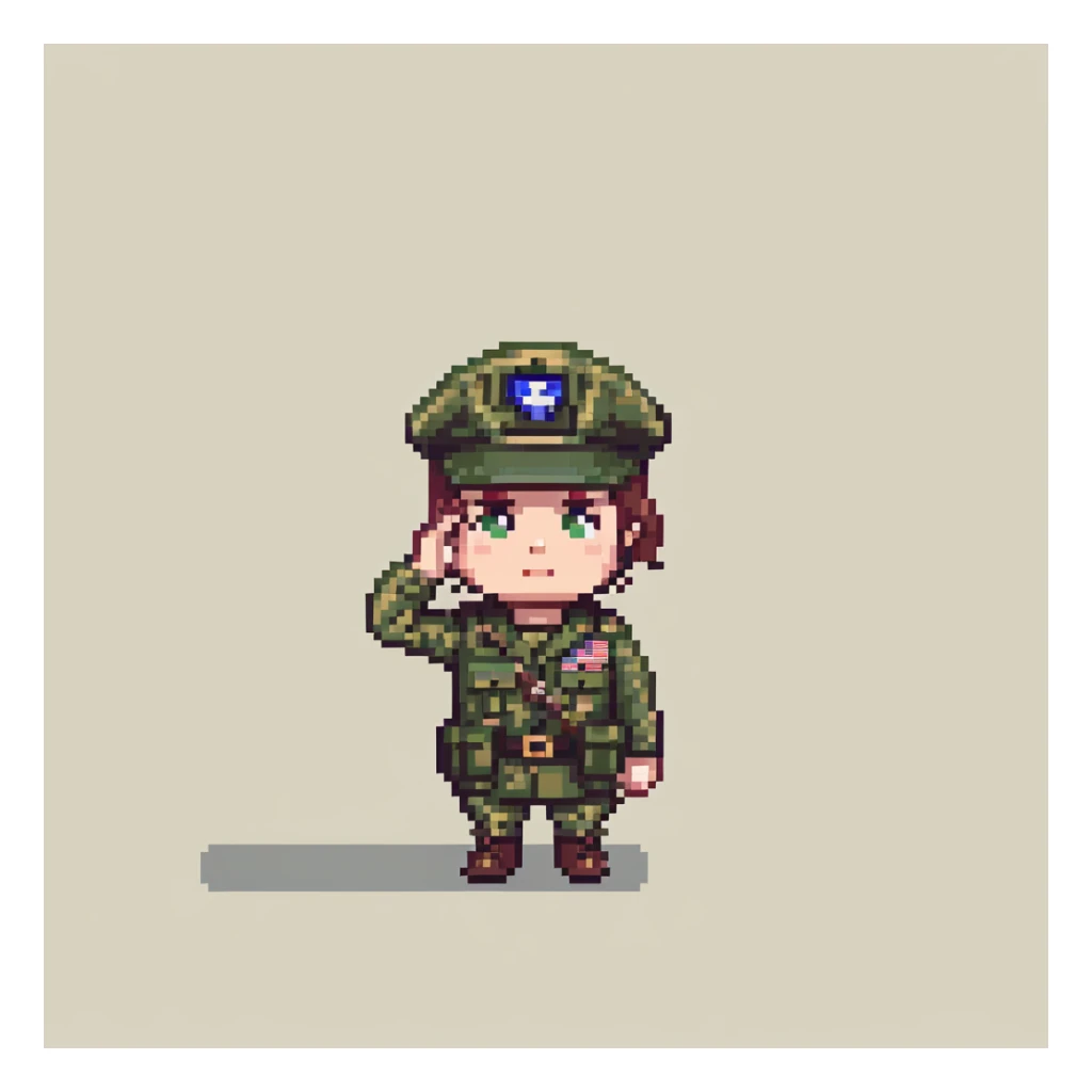 US soldier in military uniform saluting sticker