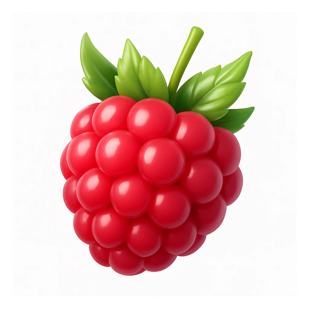 3D iOS style emoji with raspberries and green leaves sticker