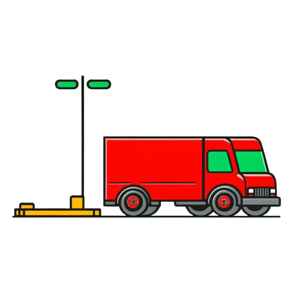 red shipping truck with courier sticker