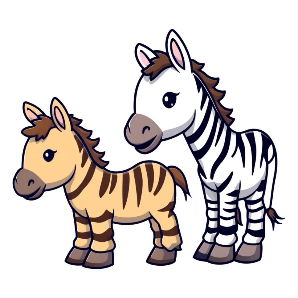 A donkey with a zebra head, donkey body with brown fur and zebra head with black and white stripes sticker