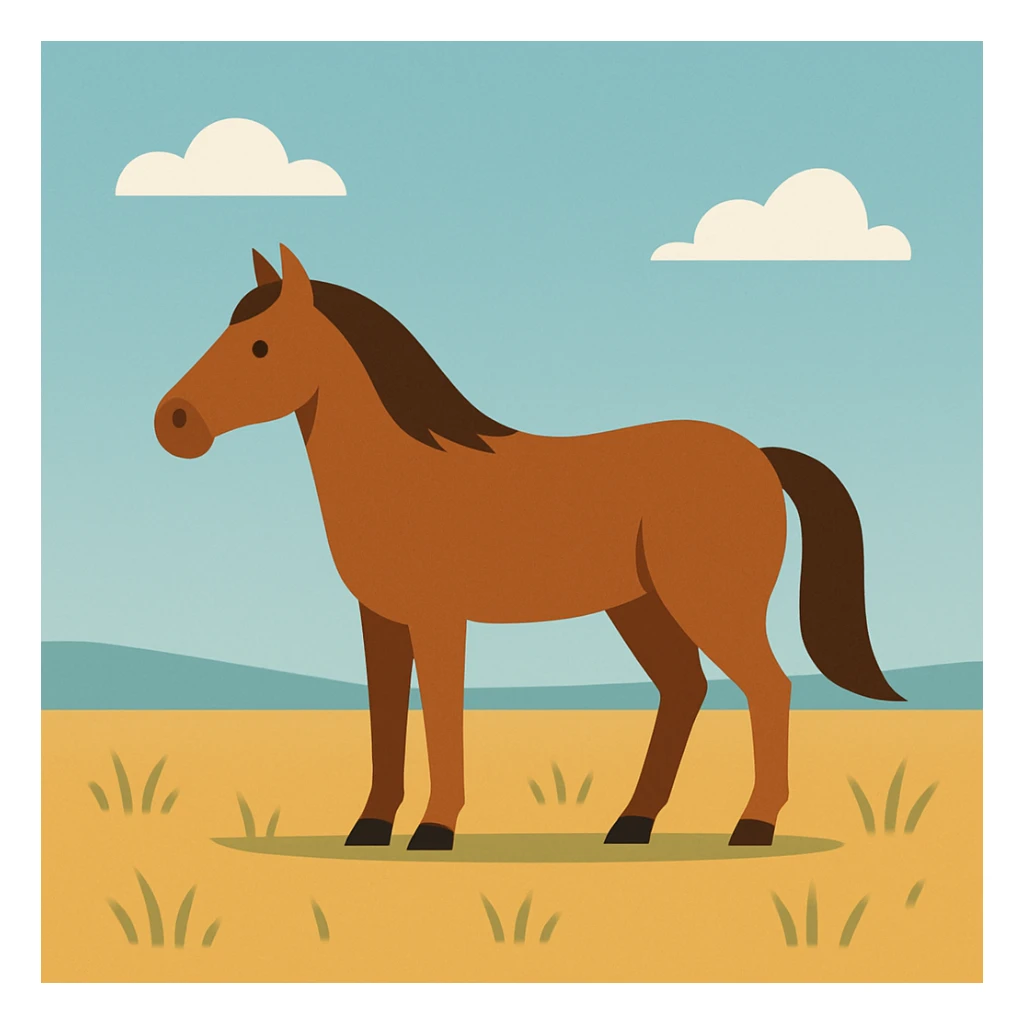 Flat design style horse in the plains sticker