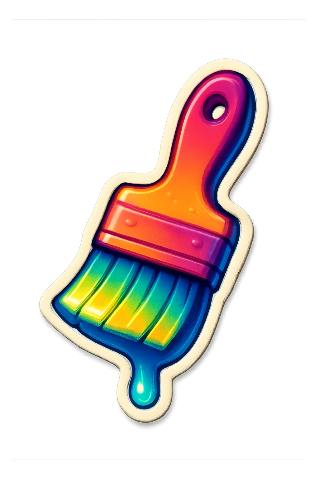 A paint brush with paint sticker with a vintage design and a retro vibe sticker
