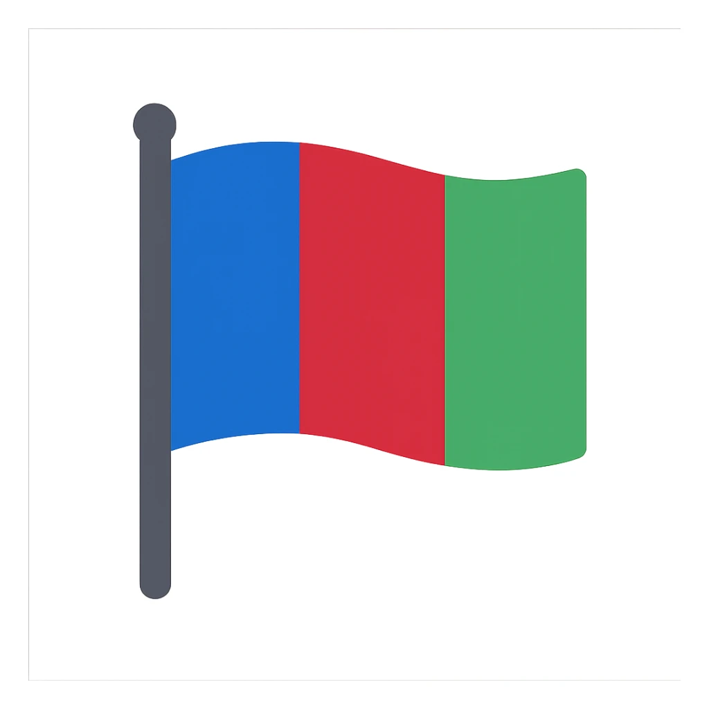 flag with simple and bold design featuring vertical stripes in blue, crimson, and green sticker