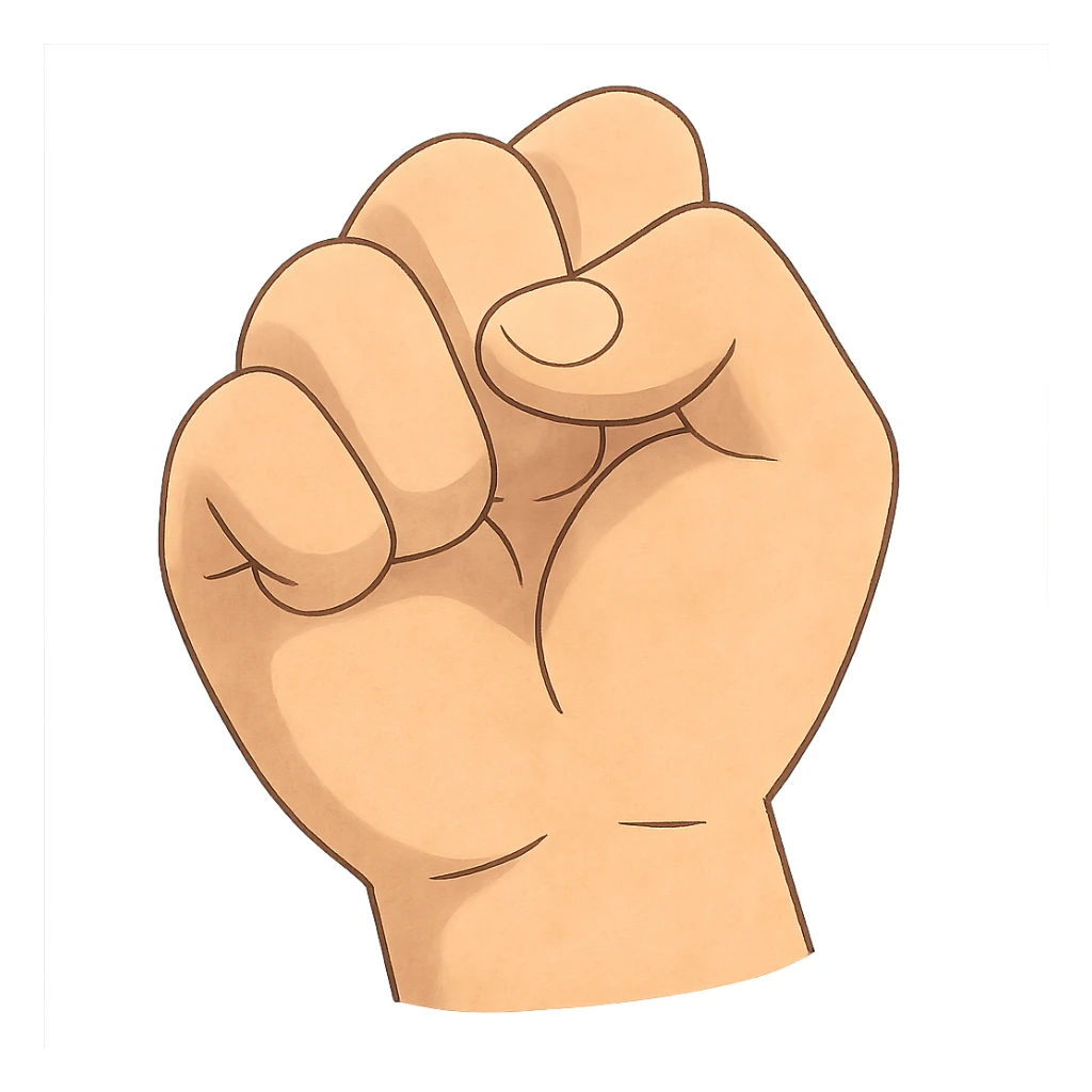 ghibli style hand facing forward in a fist, thumb between index and middle fingers sticker
