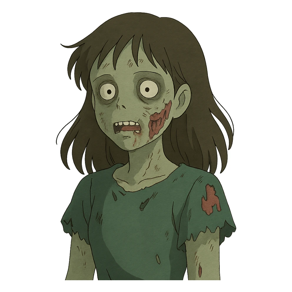 brunette zombie girl sticker