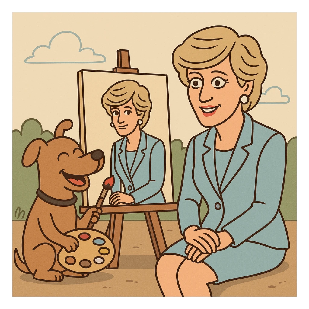 Princess Diana painting picture by a dog sticker