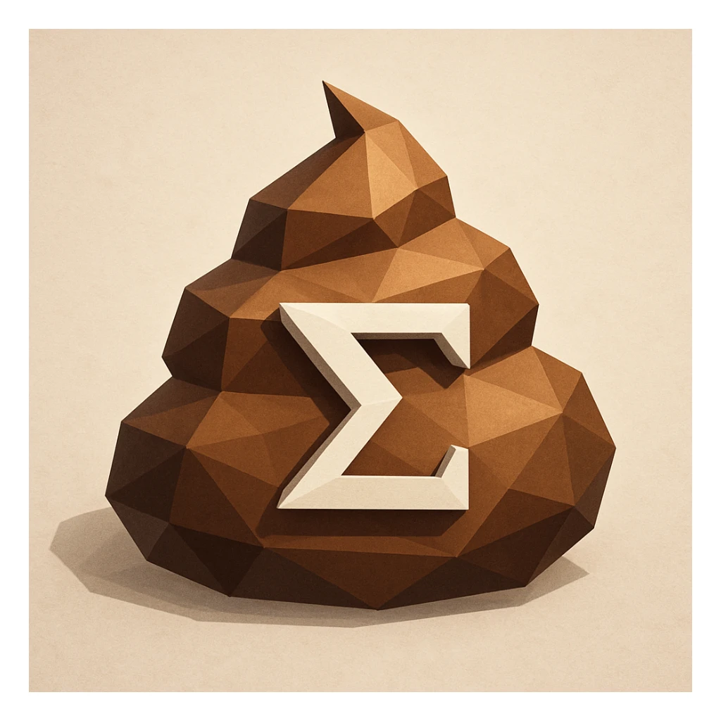 Make the sigma poop icon look more 3D with shading and depth, keeping the geometric style. sticker