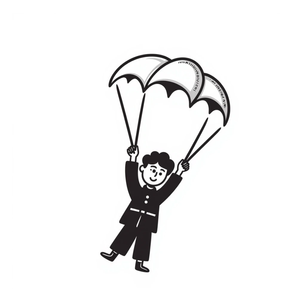 Parachuting toy sticker