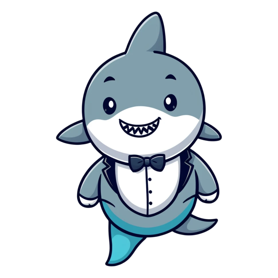 shark wearing a tuxedo sticker
