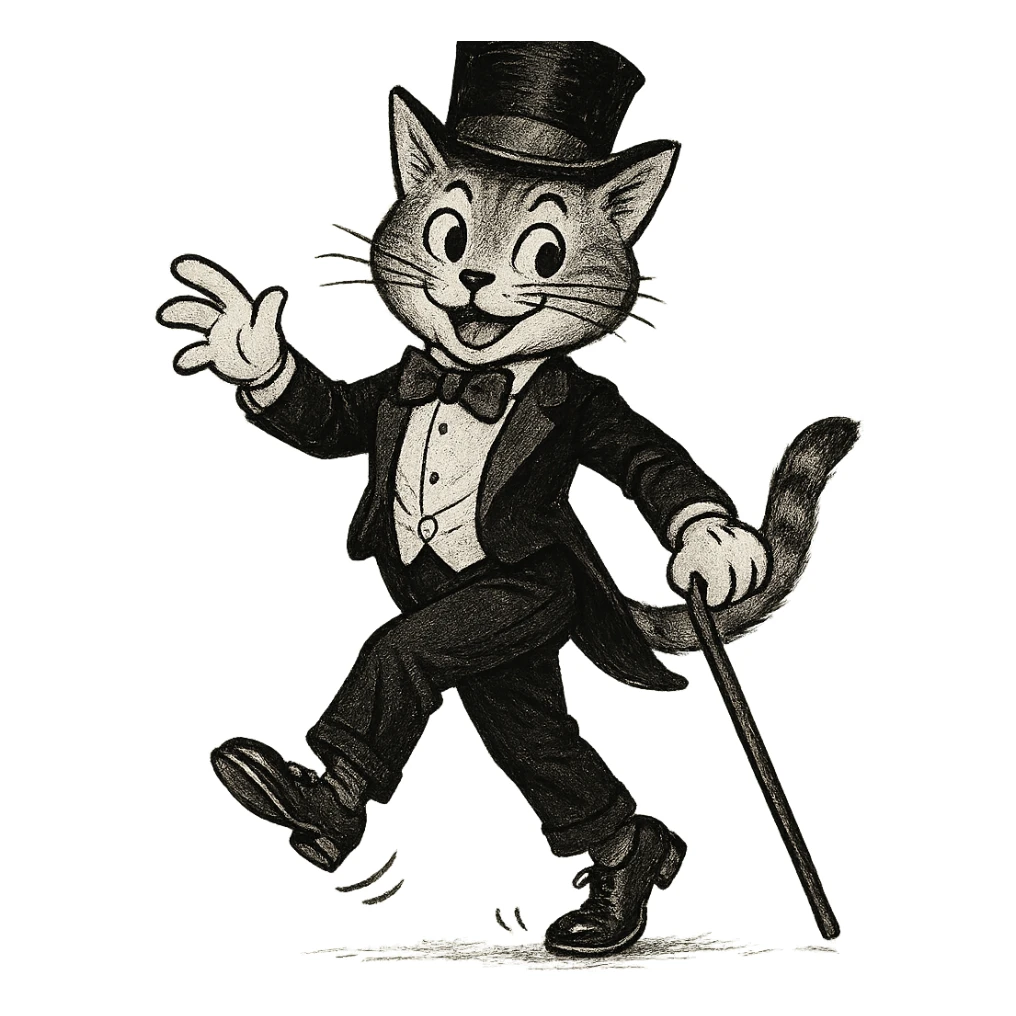 cat tap dancing, classic style sticker