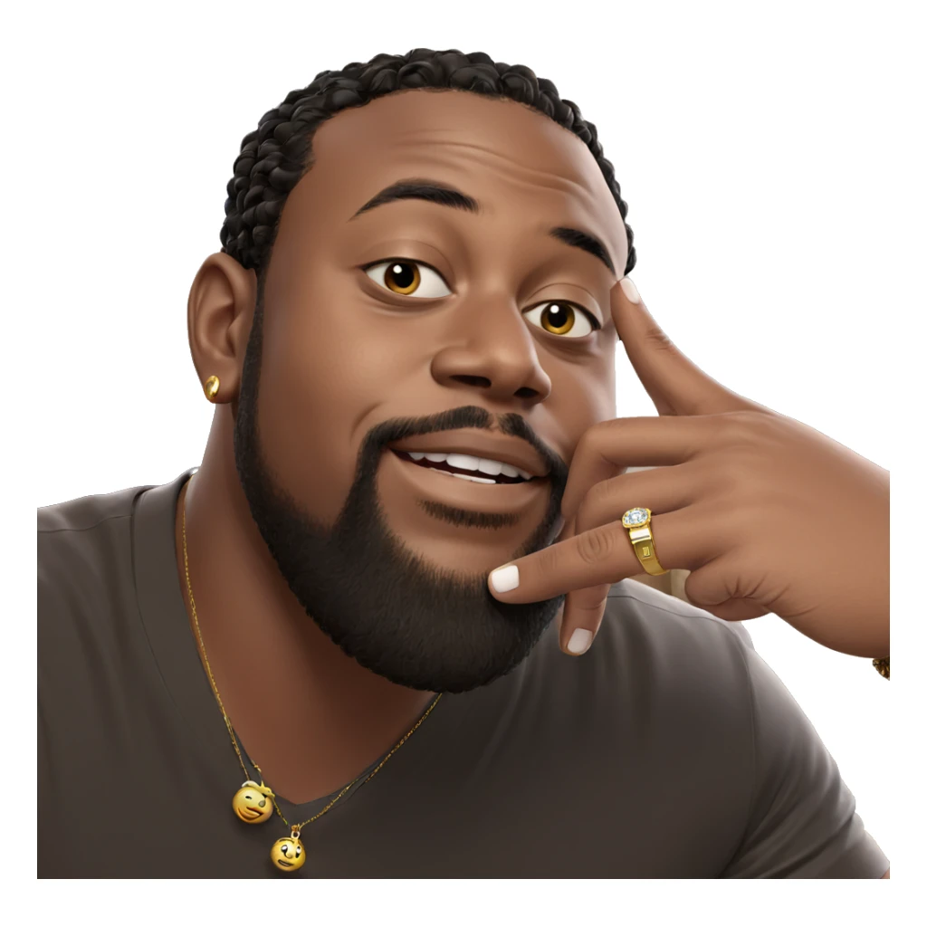 smiling man indoors with jewelry sticker